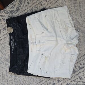 American Eagle Distresses Hi Rise Jean Shortie Set